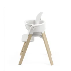 Chaise haute steps complète avec baby set et plateau blanc / natural