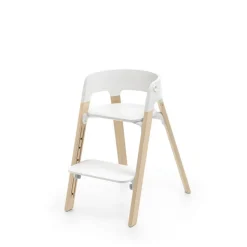 Chaise haute steps complète avec baby set et plateau blanc / natural