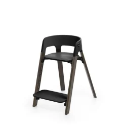 Chaise haute steps complète avec baby set et plateau noir / warm brown