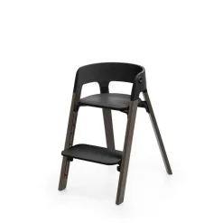 Chaise haute steps complète avec baby set et plateau noir / warm brown