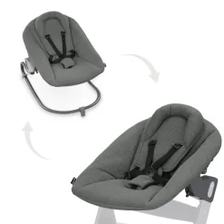 Chaise haute évolutive alpha beige + transat premium dark grey