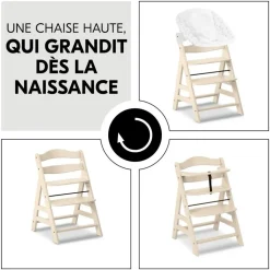 Chaise haute évolutive alpha beige + transat premium dark grey