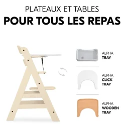 Chaise haute évolutive alpha beige + transat premium dark grey