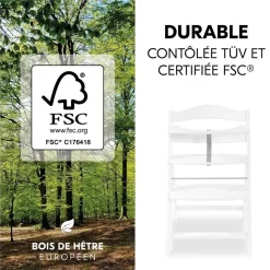 Chaise haute évolutive alpha blanche + transat light grey