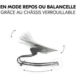 Chaise haute évolutive alpha blanche + transat light grey