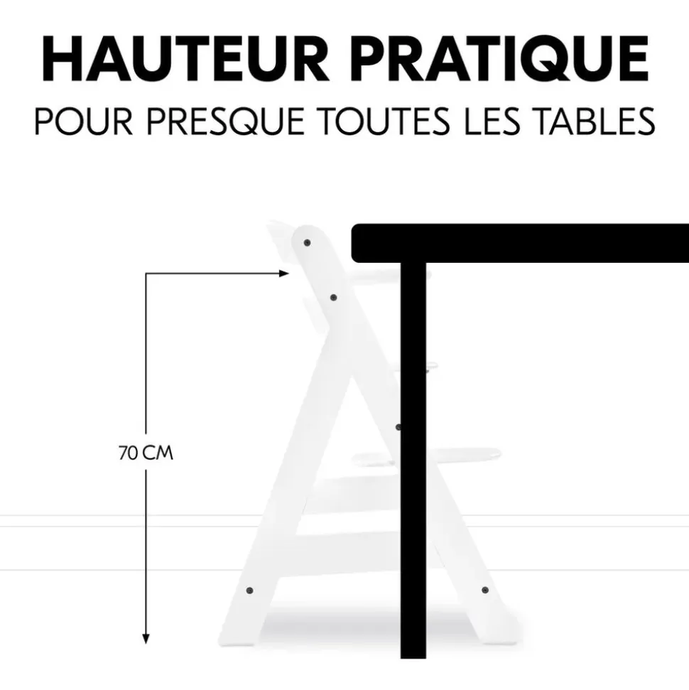 Chaise haute évolutive alpha blanche + transat light grey
