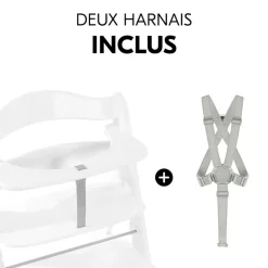 Chaise haute évolutive alpha blanche + transat light grey