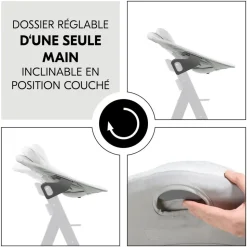 Chaise haute évolutive alpha blanche + transat light grey