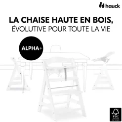 Chaise haute évolutive alpha blanche + transat light grey
