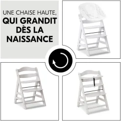 Chaise haute évolutive alpha crème+ transat premium dark grey