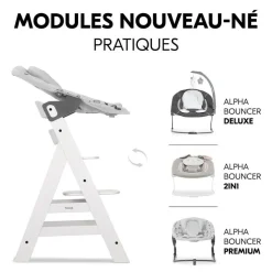 Chaise haute évolutive alpha crème+ transat premium dark grey