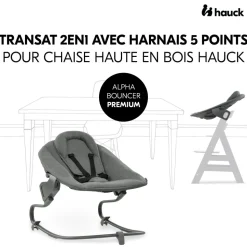 Chaise haute évolutive alpha crème+ transat premium dark grey