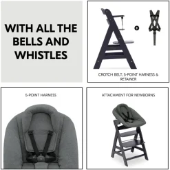 Chaise haute évolutive alpha dark grey + newborn set plus