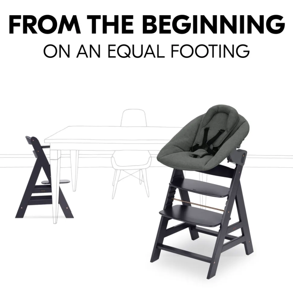Chaise haute évolutive alpha dark grey + newborn set plus