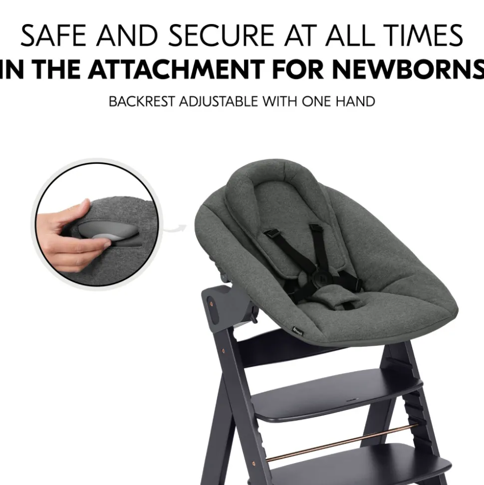 Chaise haute évolutive alpha dark grey + newborn set plus