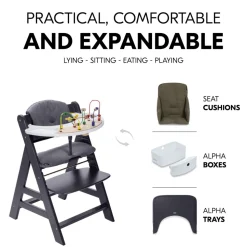 Chaise haute évolutive alpha dark grey + newborn set plus