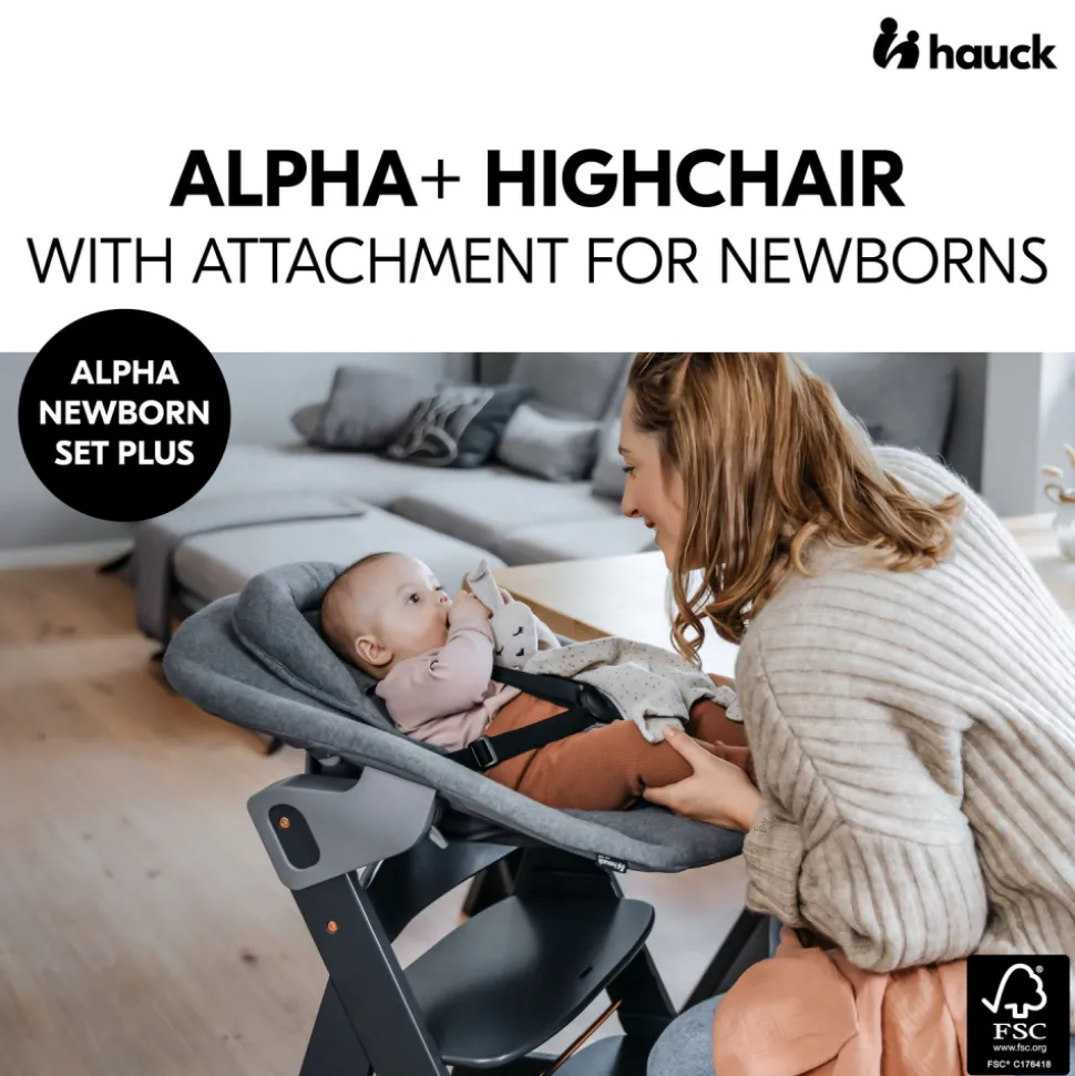 Chaise haute évolutive alpha dark grey + newborn set plus