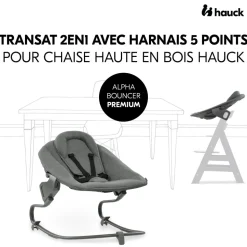 Chaise haute évolutive alpha noir + transat premium dark grey