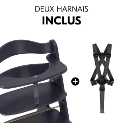 Chaise haute évolutive alpha noir + transat premium dark grey