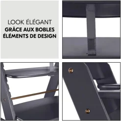 Chaise haute évolutive alpha noir + transat premium dark grey