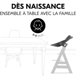 Chaise haute évolutive alpha noir + transat premium dark grey