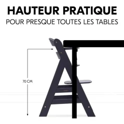 Chaise haute évolutive alpha noir + transat premium dark grey