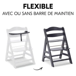 Chaise haute évolutive alpha noir + transat premium dark grey