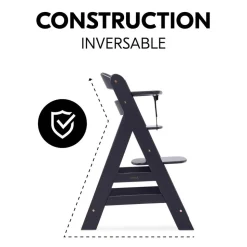 Chaise haute évolutive alpha noir + transat premium dark grey