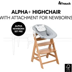 Chaise haute évolutive alpha naturel + newborn set pre grey