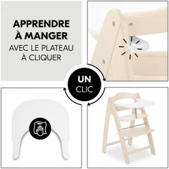 Chaise haute évolutive arketa bois naturel oak + coussin select jersey beige