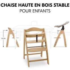 Chaise haute évolutive arketa bois naturel oak + coussin select jersey beige