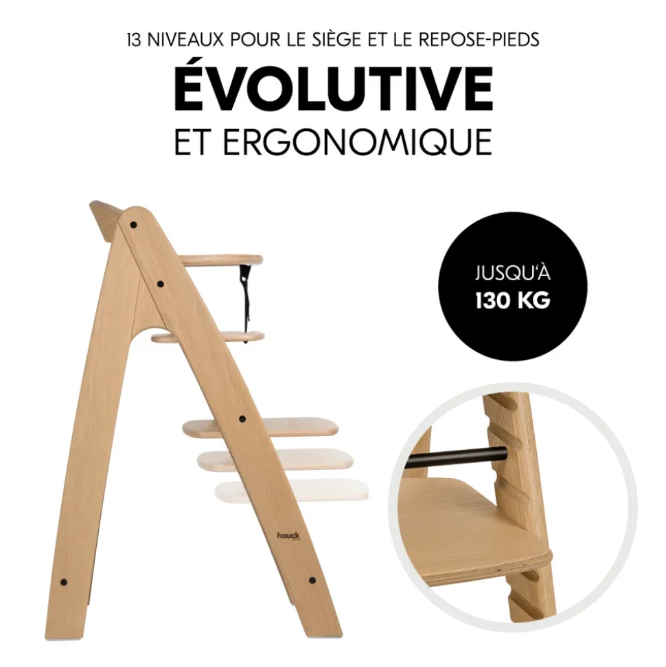 Chaise haute évolutive arketa bois naturel oak + coussin select jersey beige
