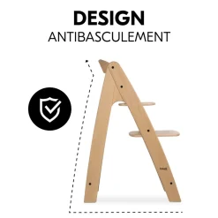 Chaise haute évolutive arketa bois naturel oak + coussin select jersey beige