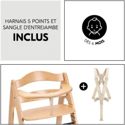 Chaise haute évolutive arketa n play beech avec plateau et jeu en bois play cockpit