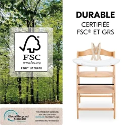Chaise haute évolutive arketa n play beech avec plateau et jeu en bois play cockpit