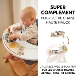 Chaise haute évolutive arketa n play beech avec plateau et jeu en bois play cockpit