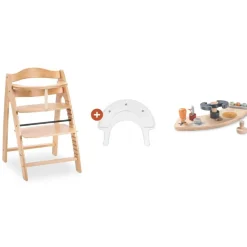 Chaise haute évolutive arketa n play beech avec plateau et jeu en bois play cockpit