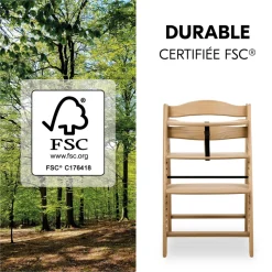 Chaise haute évolutive arketa bois naturel oak