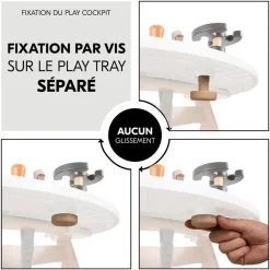 Chaise haute évolutive arketa n play blackwashed avec plateau et jeu en bois play cockpit