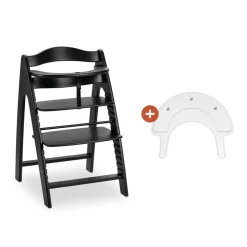 Chaise haute évolutive arketa n play blackwashed avec plateau et jeu en bois play cockpit