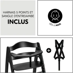 Chaise haute évolutive arketa n play blackwashed avec plateau et jeu en bois play cockpit
