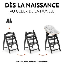 Chaise haute évolutive arketa n play blackwashed avec plateau et jeu en bois play cockpit
