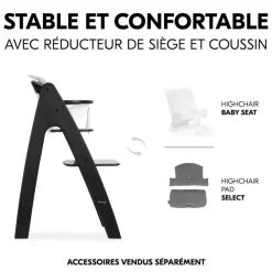 Chaise haute évolutive arketa n play blackwashed avec plateau et jeu en bois play cockpit
