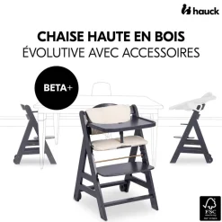 Chaise haute évolutive beta+ 3 en 1 dark grey avec newborn set premium dark grey