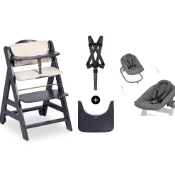 Chaise haute évolutive beta+ 3 en 1 dark grey avec newborn set premium dark grey