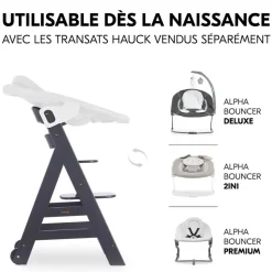 Chaise haute évolutive beta+ 3 en 1 dark grey avec newborn set premium dark grey