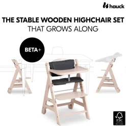 Chaise haute évolutive beta+ white washed beige rosé