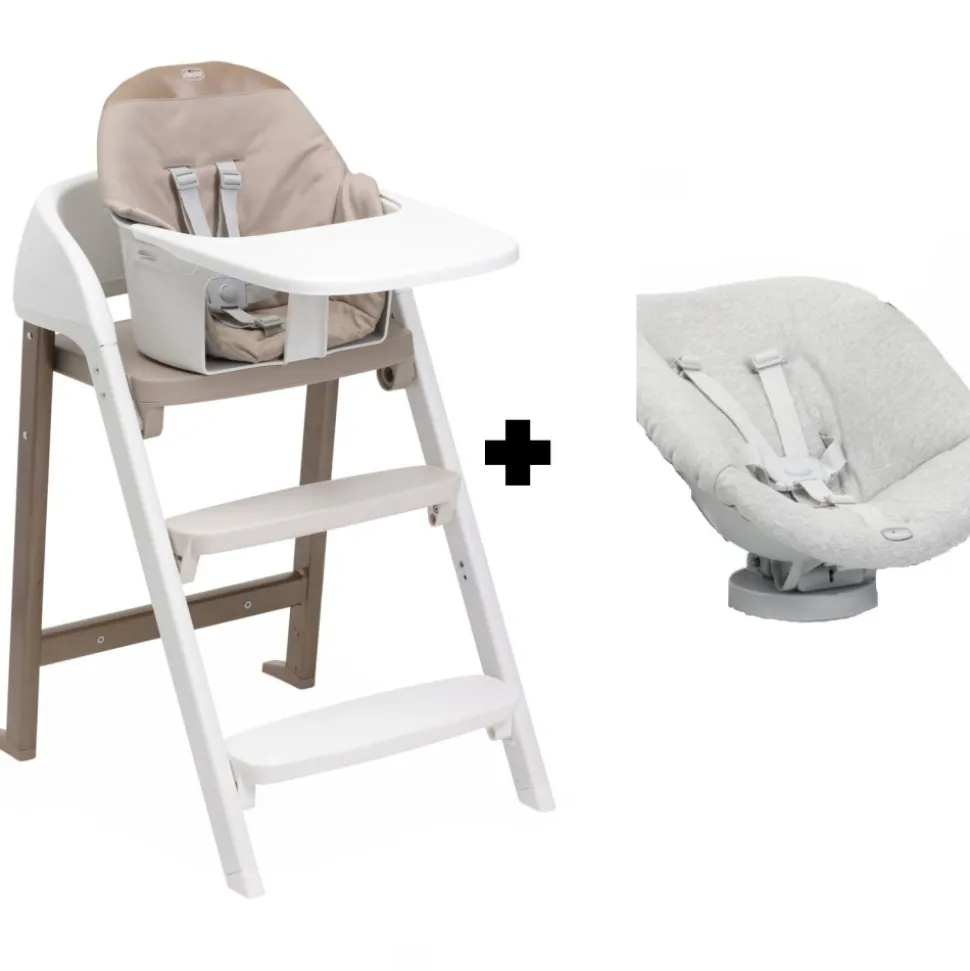 Chaise haute évolutive crescendo up 2en1 pearl cooper re_lux + siège de naissance