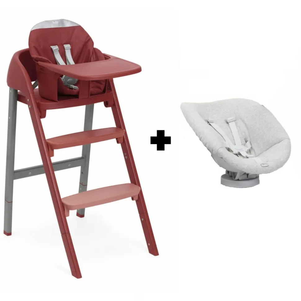 Chaise haute évolutive crescendo up 2en1 colorado red re_lux + siège de naissance