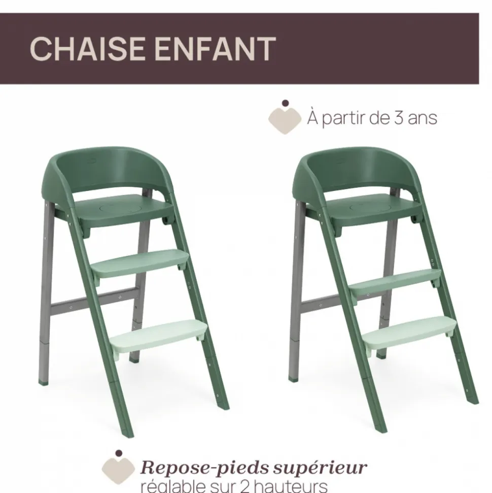 Chaise haute évolutive crescendo up imperial green re_lux